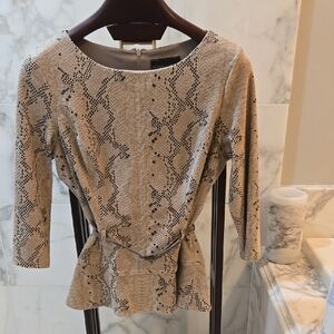 Frank Lyman Design Beige Snake Print Blouse